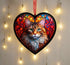 Maine Coon Cat Stained Glass Effect Heart Suncatcher